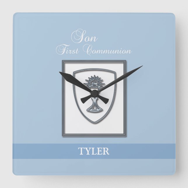 Son, första kommunfullmäktige Silver Chalice Fyrkantig Klocka (Framsida)