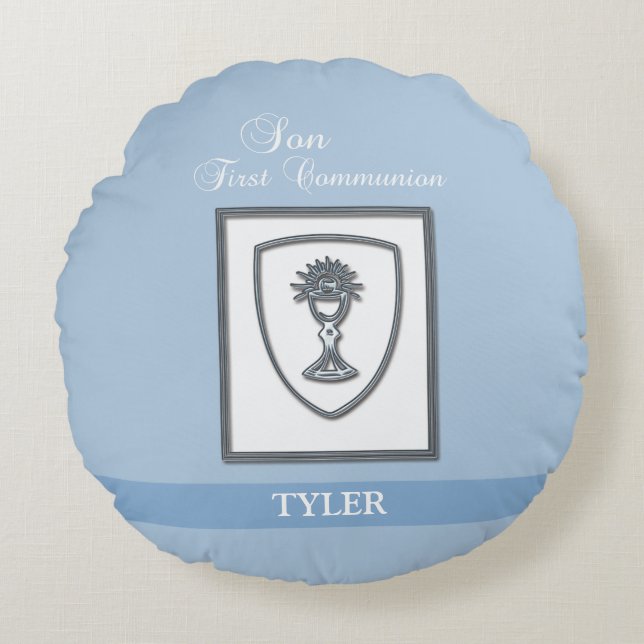 Son, första kommunfullmäktige Silver Chalice Rund Kudde (Framsidan)