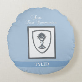 Son, första kommunion silverkalk rund kudde