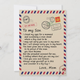 Son Gift Brev till min son Kärlek från Mamma Julkort