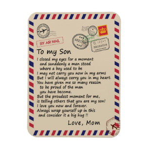Son Gift Brev till min son Kärlek från Mamma Magnet