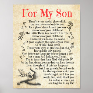Son Gift För min sons Tack för att ha lagt till s Poster