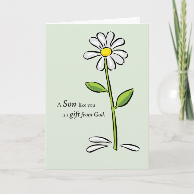 Son Gift från Gud Birthday med Daisy om Grönt Kort (Framsida)