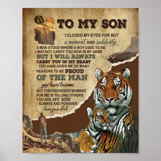 Son Gifts | Brev till min son Kärlek från Pappa Poster (Framsidan)