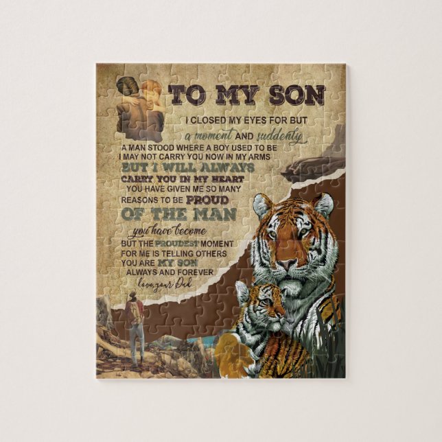 Son Gifts | Brev till min son Kärlek från Pappa Pussel (Vertikal)