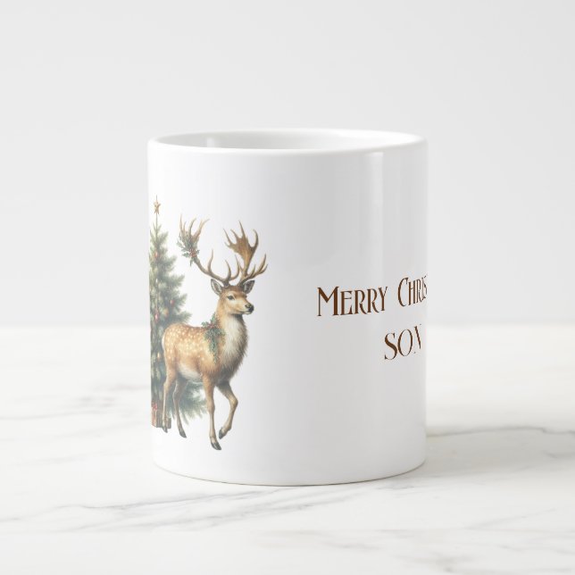 Son God jul Hjort och Träd Giant Coffee Jumbo Mugg (Framsidan)