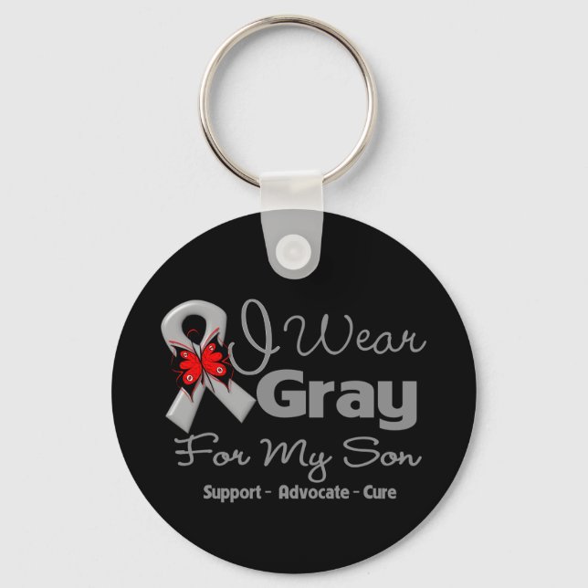 Son - Grått Ribbon Awareness Nyckelring (Framsida)