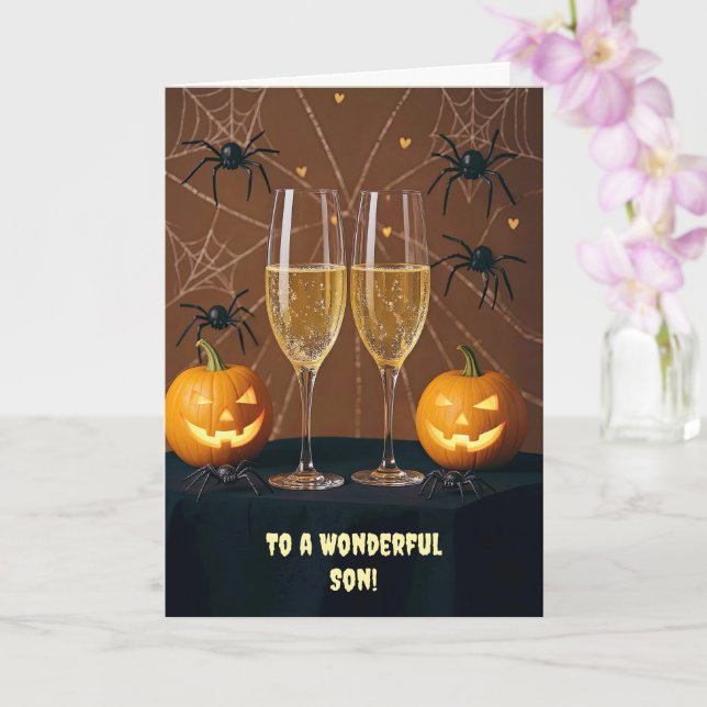 Son Halloween Cheers Jack o lantern Spiders Kort (Orkide)