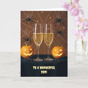 Son Halloween Cheers Jack o lantern Spiders Kort