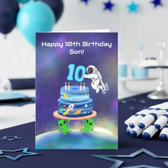 Son Happy 10-års födelsedag Astronaut Kort (Skapare uppladdad)