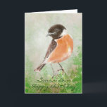 Son-i-Lag för Stonechat fågelgrattis på Kort<br><div class="desc">Beställnings- Son-i-Lag för grattis på födelsedagen för vattenfärgStonechat fågel</div>