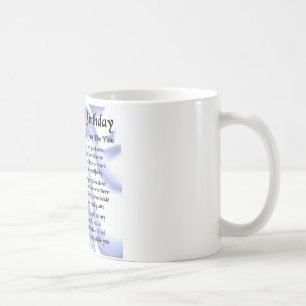 Son i lagdikt - grattis på födelsedagendesign kaffemugg