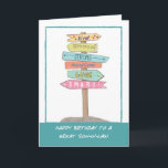 Son i Law Birthday Roligt SigBra Quties Kort<br><div class="desc">Fira din fantastisk svärson med det här hjärtliga kortet som fångar hans enastående kvaliteter och mer. Den handritade illustrationen visar en skylt med olika riktningar, vardera skylten med ord som "typ, " "generös, " "stark", "stilig", "kärleksfull" och "smart". Detta tankeväckande kort är en uppriktig hyllning som påminner din svärson om...</div>