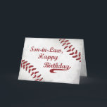 Son-in-Law Birthday Large Grunge Baseball Kort<br><div class="desc">För baseball fläkt kommer det här grungyliga basebollkortet att önska din svärson en vinnande födelsedag och ett år fyllt med all sak han har mest att njuta av. Röda syser över två hörn och imiterar en baseballs utseende. Det är påfallande med den enkelhet som går över födelsedagen önskemål!</div>