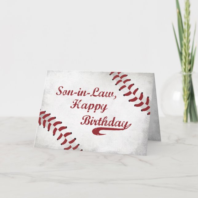 Son-in-Law Birthday Large Grunge Baseball Kort (Framsida)
