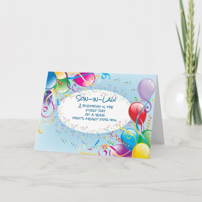 Son- in-Law Religiösa Birthday Balloons Celebrate Kort (Framsida)