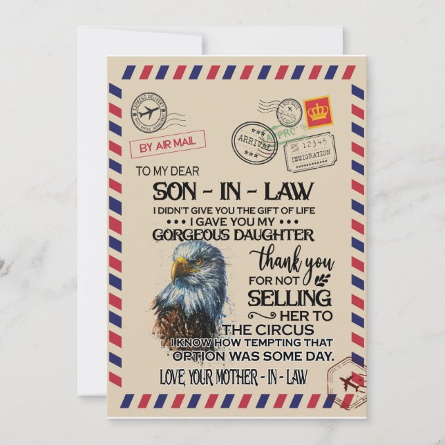 Son-In-Law | Till min kära son-in-law från mamma Inbjudningar (Framsida)