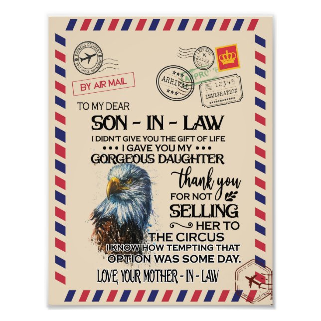 Son-in-Law | Till min kära svärson från Mor Fototryck (Framsidan)