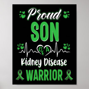 Son Kidney Disease Warrior Awareness Ribbon Grönt Poster