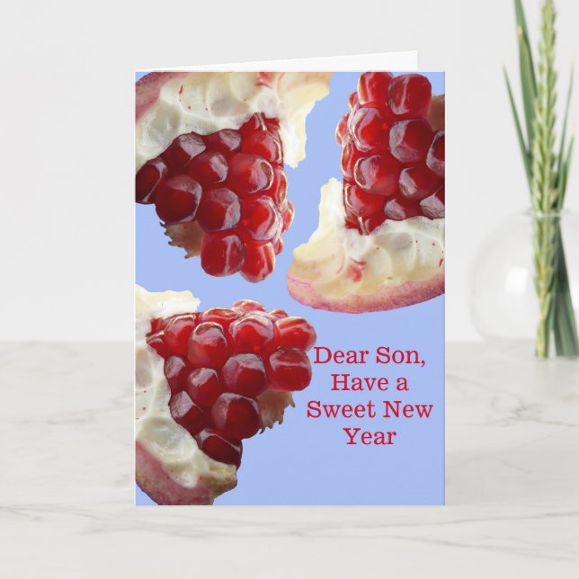 Son lycklig Rosh Hashanah med granatäpple Helgkort (Framsida)