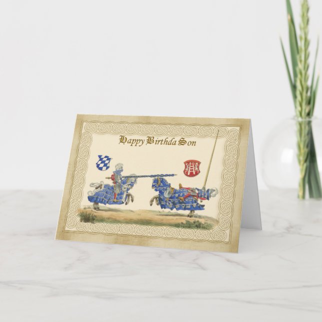 Son Medieval Knight Jousting i fullt baring och Kort (Framsida)