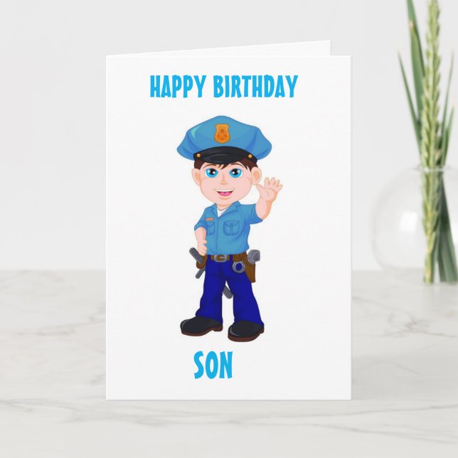 SON & MIN FAVORITE POLICEMAN PÅ BIRTHDAY! KORT (Framsida)