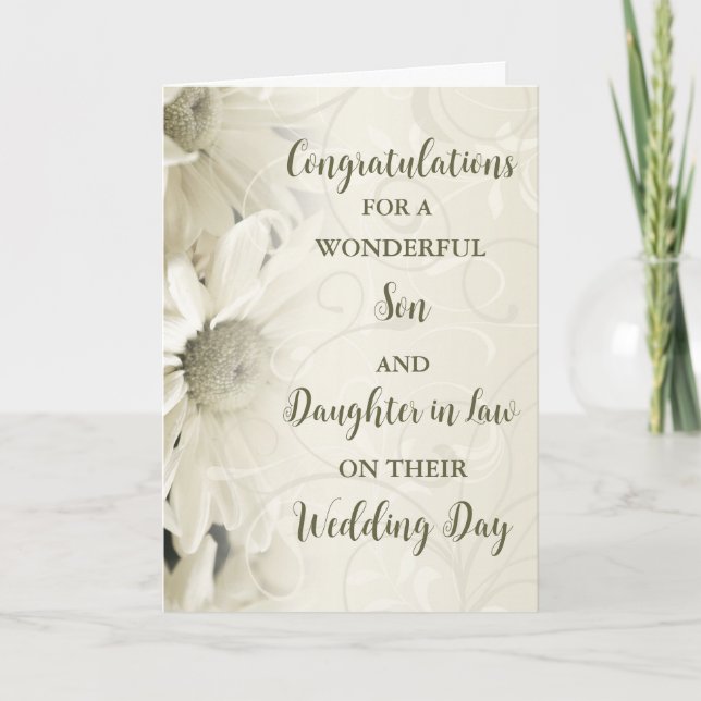 Son och dotter i Grattisar för juridisk Bröllopsda Kort (Framsida)