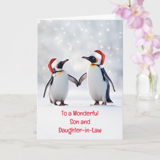 Son och dotter i juridik Cute Penguins i snö Kort (Orkide)