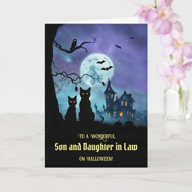 Son och dotter i Law Cute Halloween Kort (Orkide)