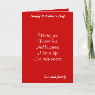 Son och familjens valentindag helgkort