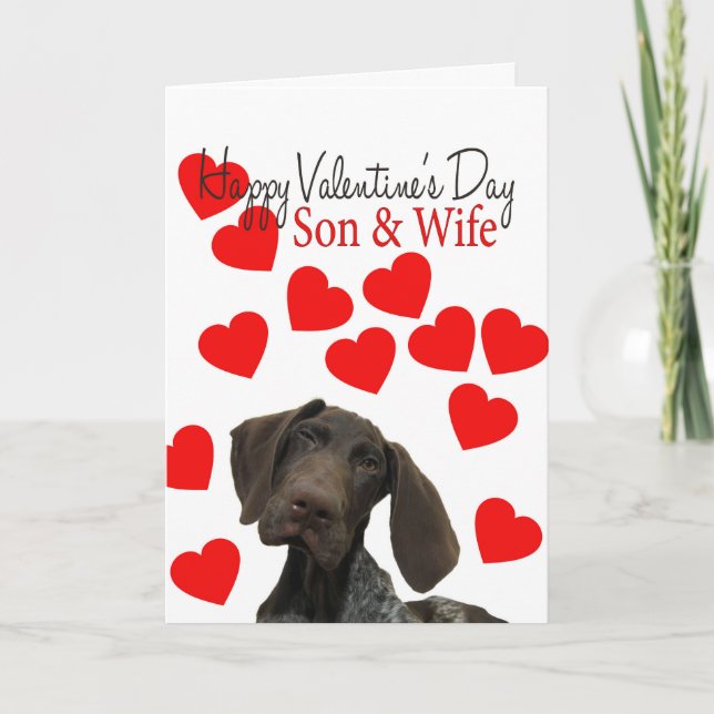 Son och fru Glossy Grizzly Valentine Puppy Kärlek Helgkort (Framsida)