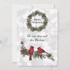 Son och partner röd kardinal jul