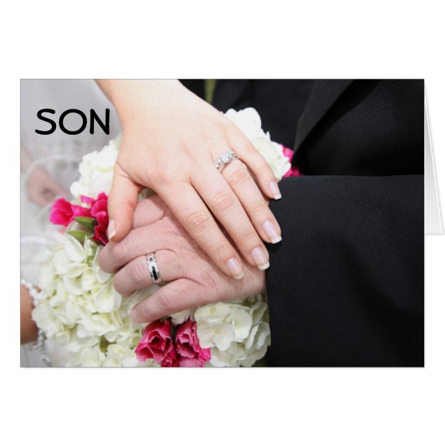 ***SON*** PÅ BRÖLLOPSDAG" ÖNSKAR DU UPPLEVA HÄLSNINGSKORT (Framsidan Horizontal)