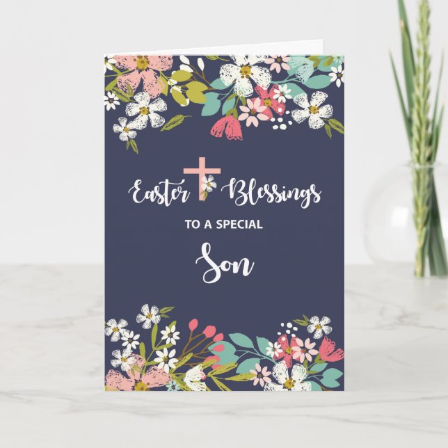 Son Påsk Blessings of Risen Kristus Flowers Kort (Framsida)