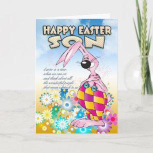 Son Påsk Card - Påskhare Flowers Helgkort