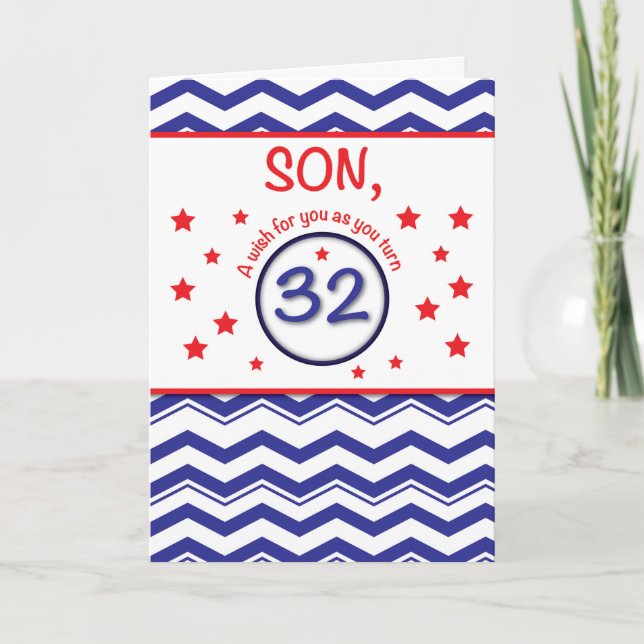 Son, Patriotic 32:a födelsedagen Kort (Framsida)