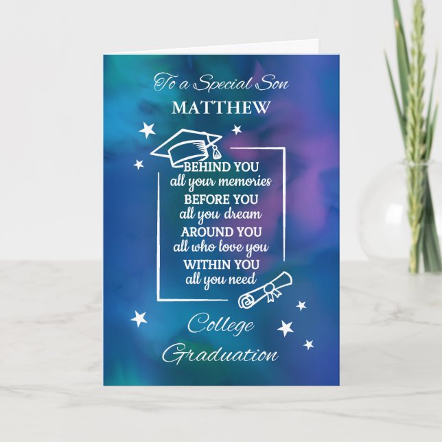 Son Personalize College Graduation Quote Kort (Framsida)