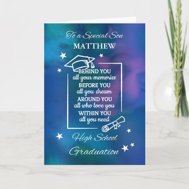 Son Personalize High School Studenten Quote Kort (Framsida)