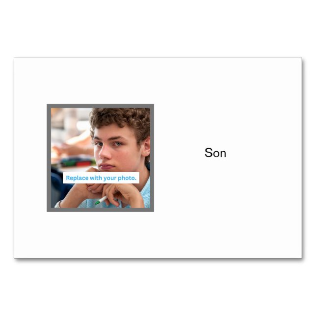 Son Photo Personlig Family Flashcards Bordsnummer (Framsidan)