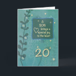 Son Religiösa 20:e födelsedag Grönt Hand plockade  Kort<br><div class="desc">Kom ihåg första gången du höll honom i din arm. Han var som en liten ängel som log mot dig hela tiden. Han var en välsignelse då. Men nu kommer han att bli tjugo, och när han firar denna dag bör ni påminna honom om att han var en välsignelse då...</div>