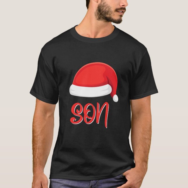 Son Santa Hat Matching Familjjulson T Shirt (Framsida)