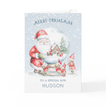 Son Snö Globe Santa Elf jul