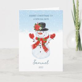 Son Snögubbe julkort Helgdag Helgkort
