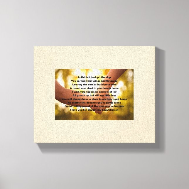 Son som lämnar dikt hemma på arbetsytan canvastryck (Framsida)