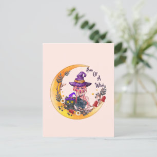 Son till ett Witch - Crescent Måne Design Vykort