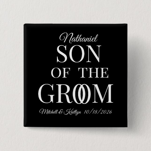 Son till Groom Bröllop Knapp (Framsida)
