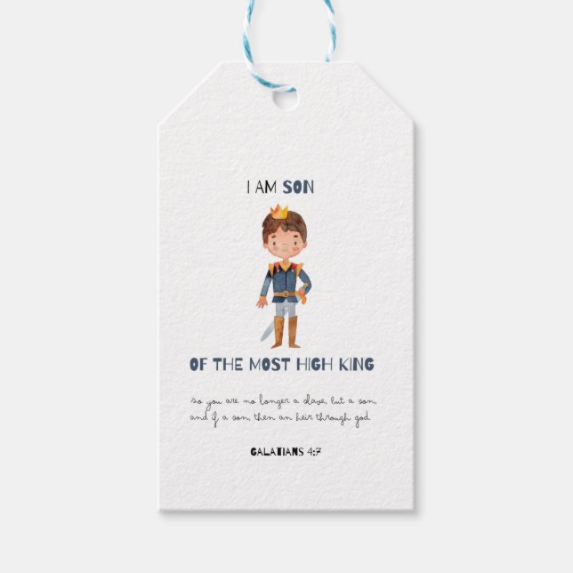 Son till Kung, enkel modern, minimalistisk Presentetikett (Framsidan)