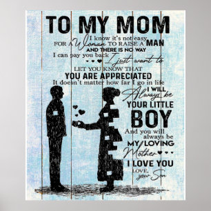 Son till Mamma-gåva, anpassa Brev till min Mamma-g Poster