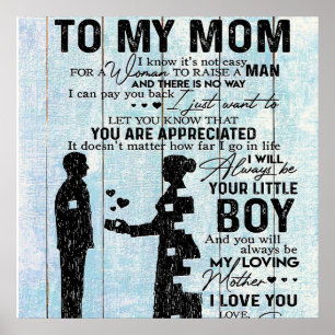 Son till Mamma-gåva, anpassa Brev till min Mamma- Poster