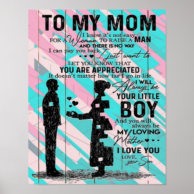 Son till Mamma-gåva till Mamma, födelsedagspresent Poster (Framsidan)